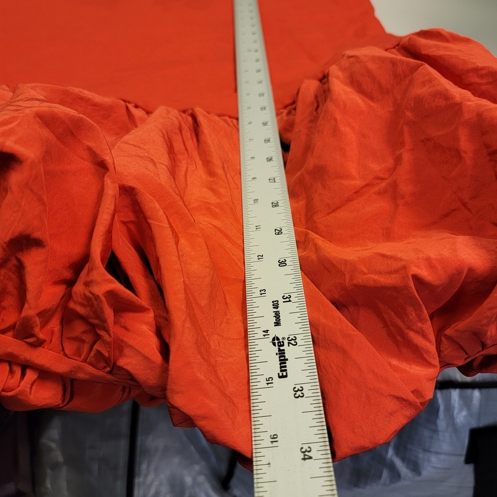 Women's Red Mini Dress with Bubble Hem - Picture 5 of 6